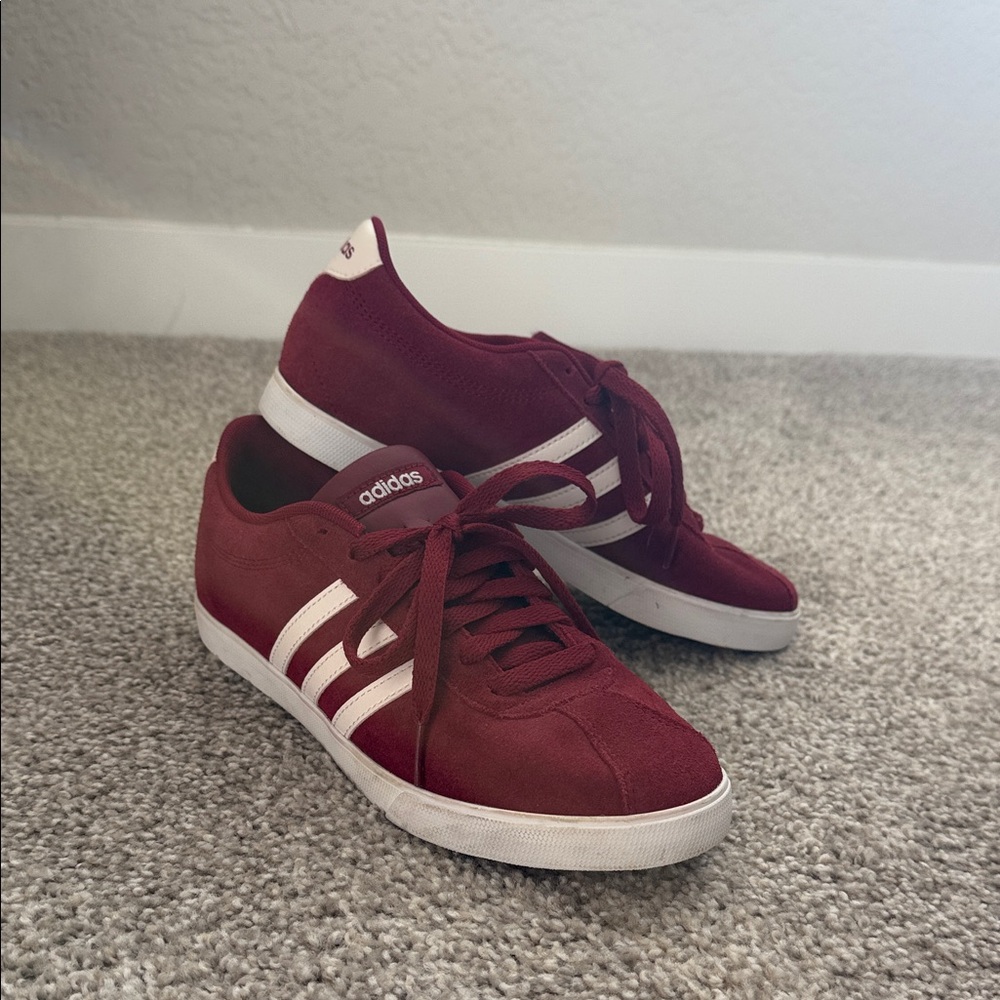 Adidas Maroon and White Casual Sneakers
